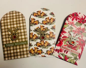 Christmas Gift Card Holders/Set of 3/Gift Card Holders/Holiday Gift Cards/Secret Santa