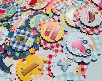 Surprise Grab Bag Handmade Embellishments/Summer Lovin’/Set of 8/Scrapbooking/Junk Journaling/Card Making/Summer Projects