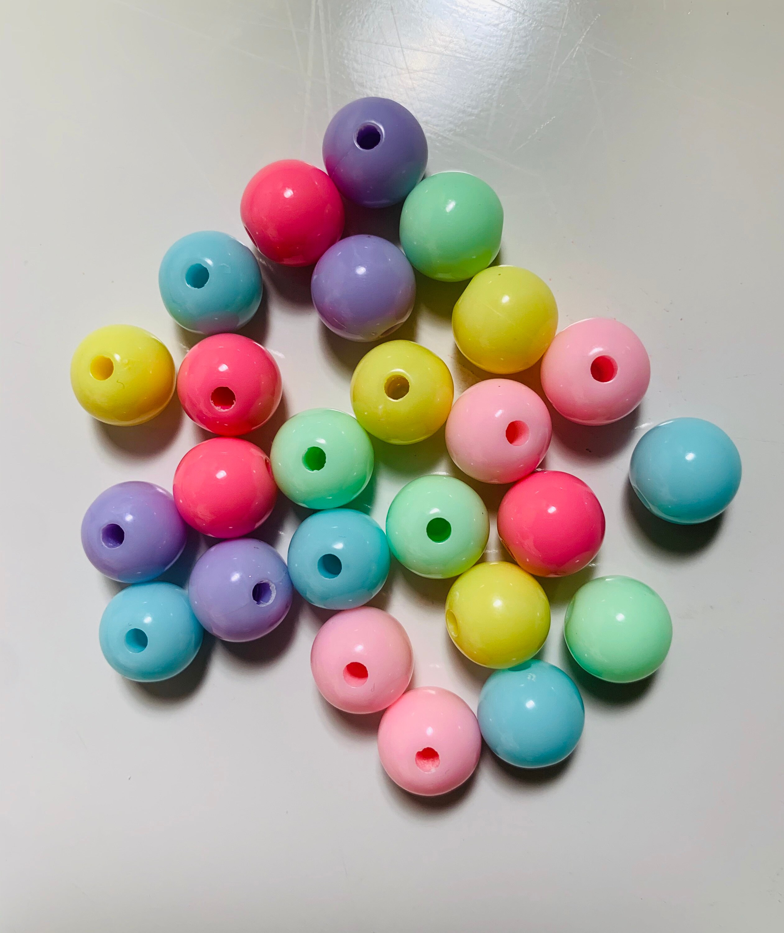 Set of 25 12mm Pastel Acrylic Beads Loose Round Spacer Etsy Canada