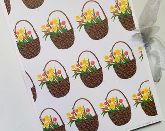 Basket of Flowers Pocket Sticky Notepads/Sticky Notes/Stationary Set