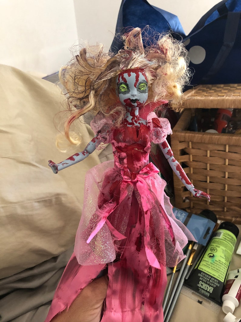 set of 4 Hand-painted zombie dolls image 0