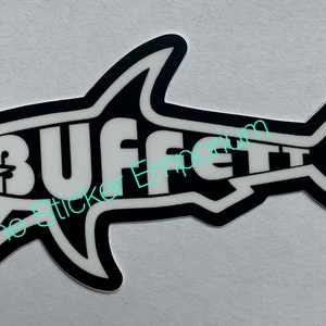 Jimmy Buffett Shark Fins Sticker Water Bottle Car 5” Parrothead Decal