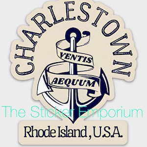 Charlestown RI Rhode Island Anchor Sticker ~ Water Bottle Laptop Tumbler Car Decal