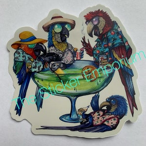 Jimmy Buffett Margarita Macaw Parrot Sticker Tumbler Car 4” Parrothead Decal