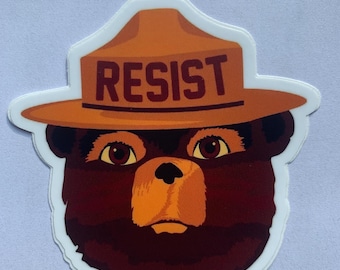 Resist Bear Vinyl Sticker, National Park Inspired