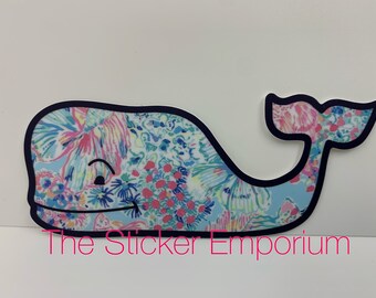 Floral Whale Sticker, Waterproof Vinyl Decal