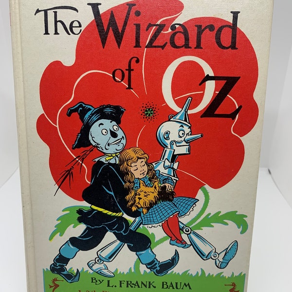 Vintage 1956 The Wizard of Oz Hard Cover Book Frank Baum W W Denslow Hardback Rare Reilly Lee Co