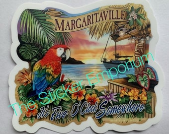 Jimmy Buffett Margaritaville Sticker, Waterproof Car 5 O’clock Somewhere Decal