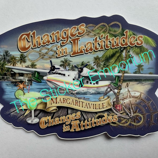 Jimmy Buffett Margaritaville Changes In Latitude Sticker Water Bottle Car 4” Parrothead Decal