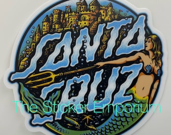 Santa Cruz Mermaid Vinyl Sticker, Waterproof Decal