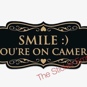 Smile Your On Camera No Soliciting Security Sticker Wall Door Sign Indoor Or Outdoor Waterproof Classy Decal Weatherproof