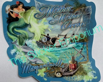 Jimmy Buffett Margaritaville Mother Ocean Sticker Water Bottle Car 4” Parrothead Decal