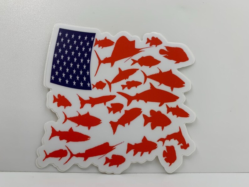 Saltwater Fishing Fish Species Flag Boat Boating Sticker ~ Water Bottle ...