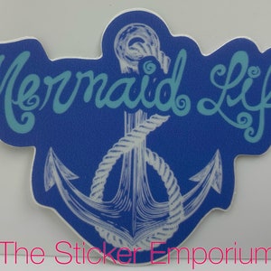 Anchor Mermaid Sticker ~ Water Bottle Laptop Tumbler Car Waterproof Ocean Beach Sailor Nautical Decal