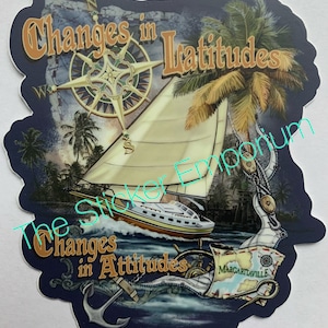 Jimmy Buffett Margaritaville Changes In Latitude Sticker Water Bottle Car 4” Parrothead Decal