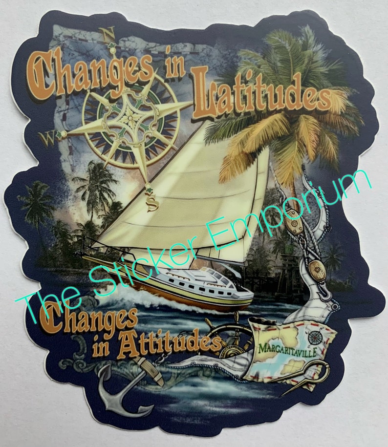 Jimmy Buffett Margaritaville Changes in Latitude Sticker Water Bottle