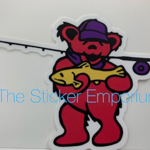 GD Fly Fishing Bear Trout Reel / Pole Sticker ~ Water Bottle Laptop Tumbler Car Phish Donut Decal