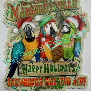Jimmy Buffett Margaritaville Happy Holidays Christmas Sticker Water Bottle Car 4” Parrothead Decal