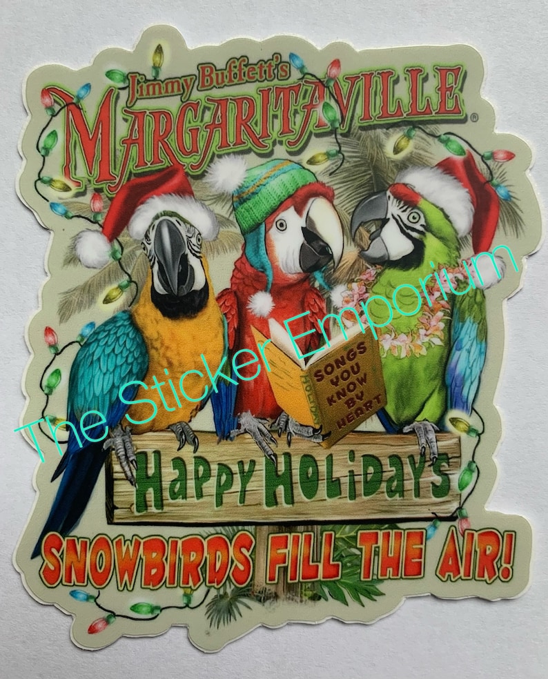 Jimmy Buffett Margaritaville Happy Holidays Christmas Sticker Water