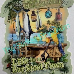 Jimmy Buffett Margaritaville Life In A Bar Stool Town Sticker Water Bottle Car 4” Parrothead Decal