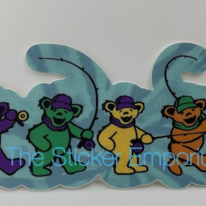 GD Fly Fishing Bears Trout Reel / Pole Sticker ~ Water Bottle Laptop Tumbler Car Phish Donut Decal