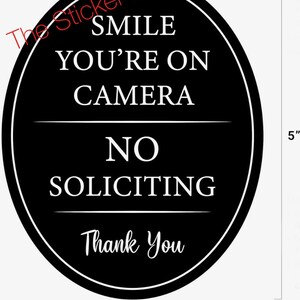 Smile Your On Camera No Soliciting Security Sticker Wall Door Sign Indoor Or Outdoor Waterproof Classy Decal Weatherproof