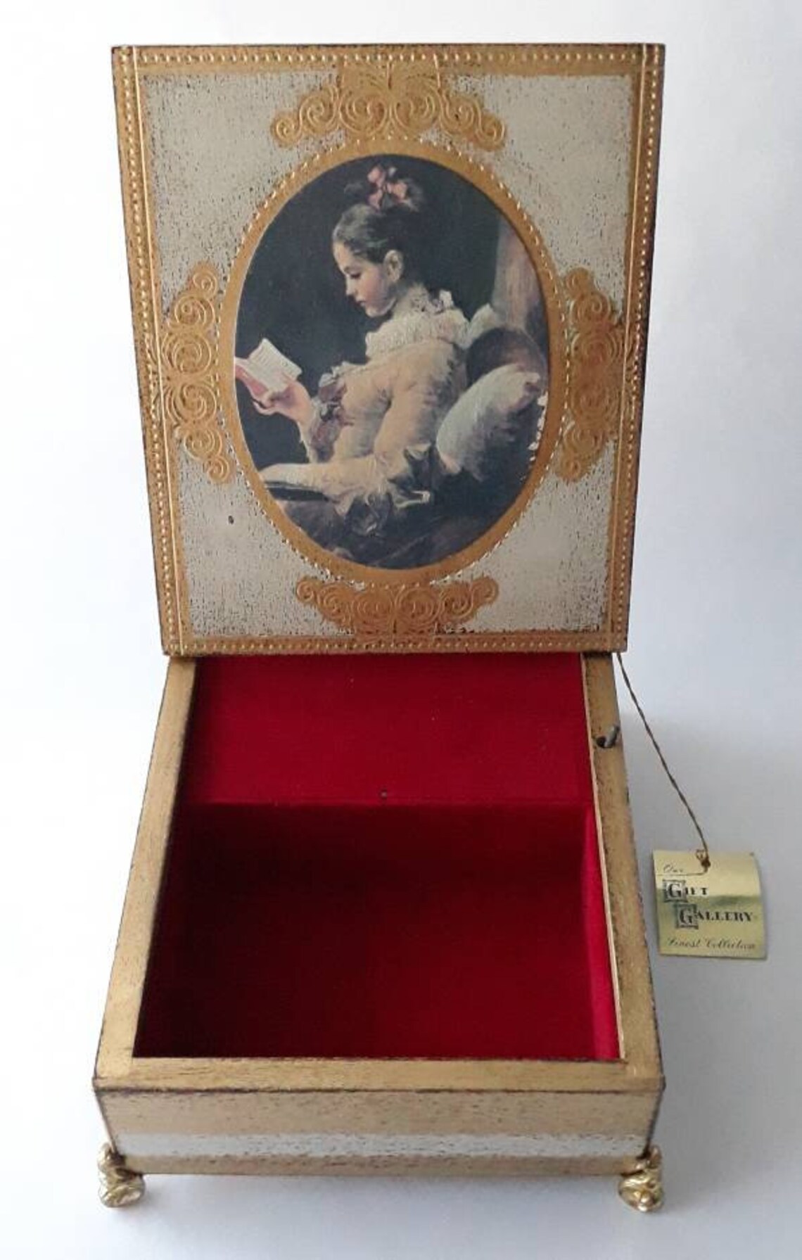 Vintage Enesco Musical Jewelry Box Wooden With Portrait Red Etsy