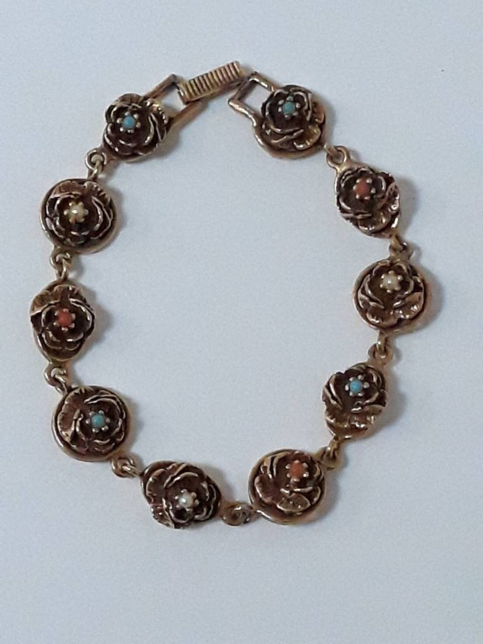 Vintage Goldette NY Bracelet Goldtone Rose Stations With Etsy