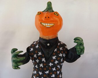 Pumpkin Doll, Posable, Handmade, OOAK, Whimsical