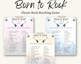 Born To Rock - Baby Shower Classic Rock Themed Game, Custom Music Theme Printable for Group