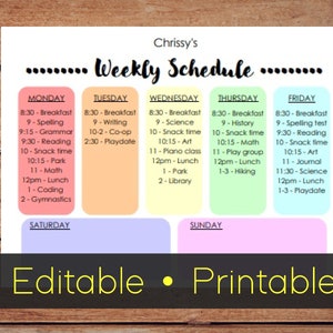 Homeschool Druckbarer Wochenplan