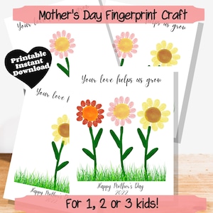 Mothers Day Printable • Fingerprint Art • Mothers Day Craft