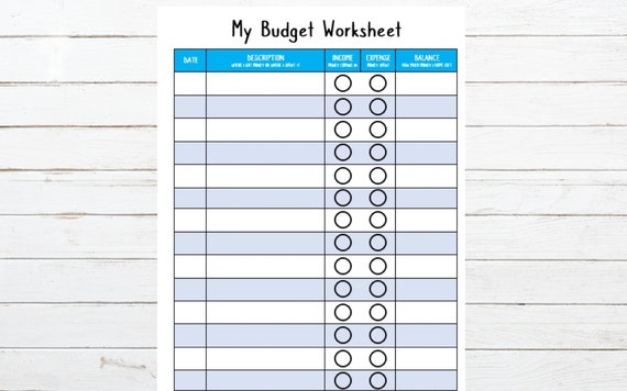 kids budgeting worksheet instant download etsy