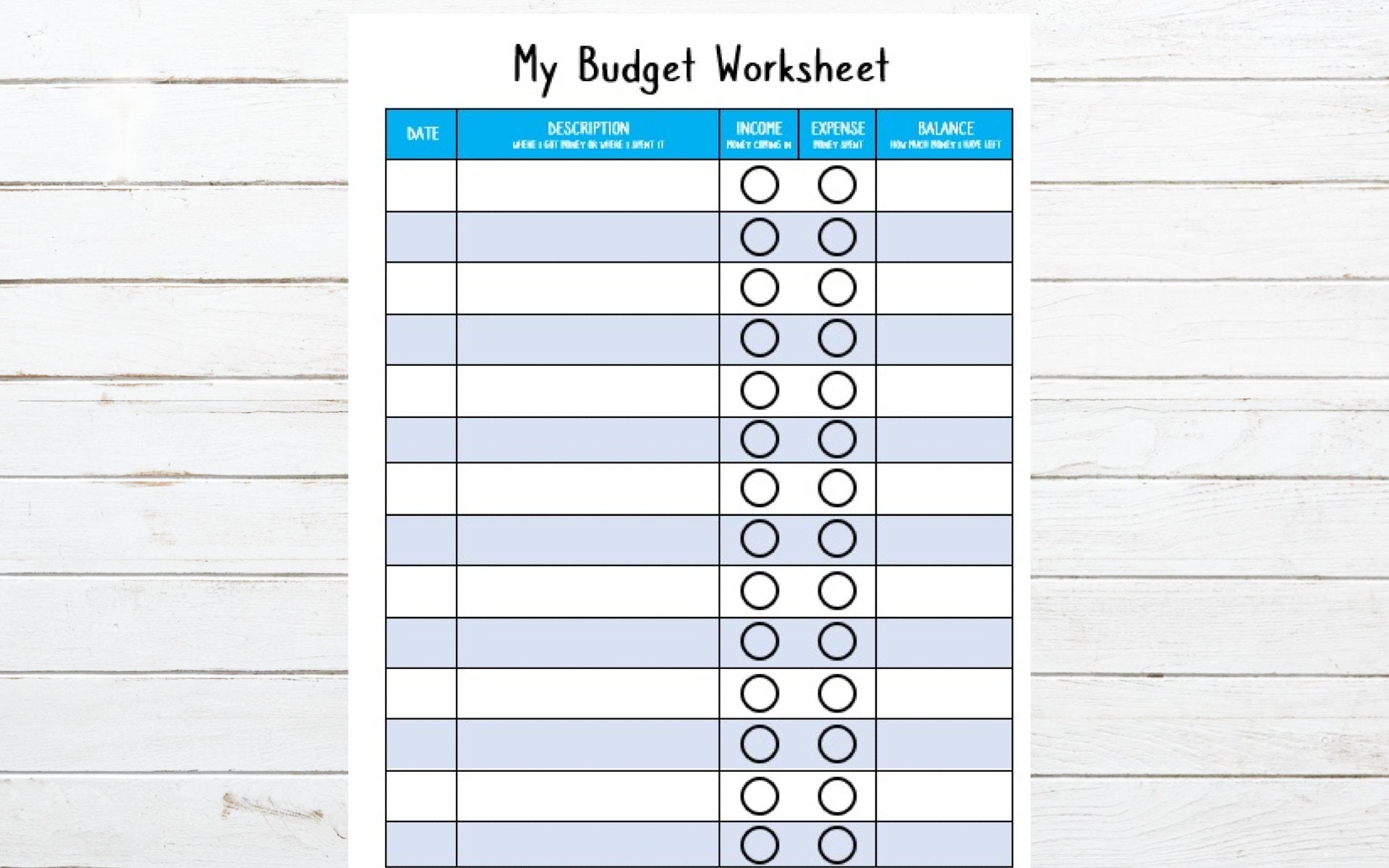 Kids Budgeting Worksheet • Instant Download