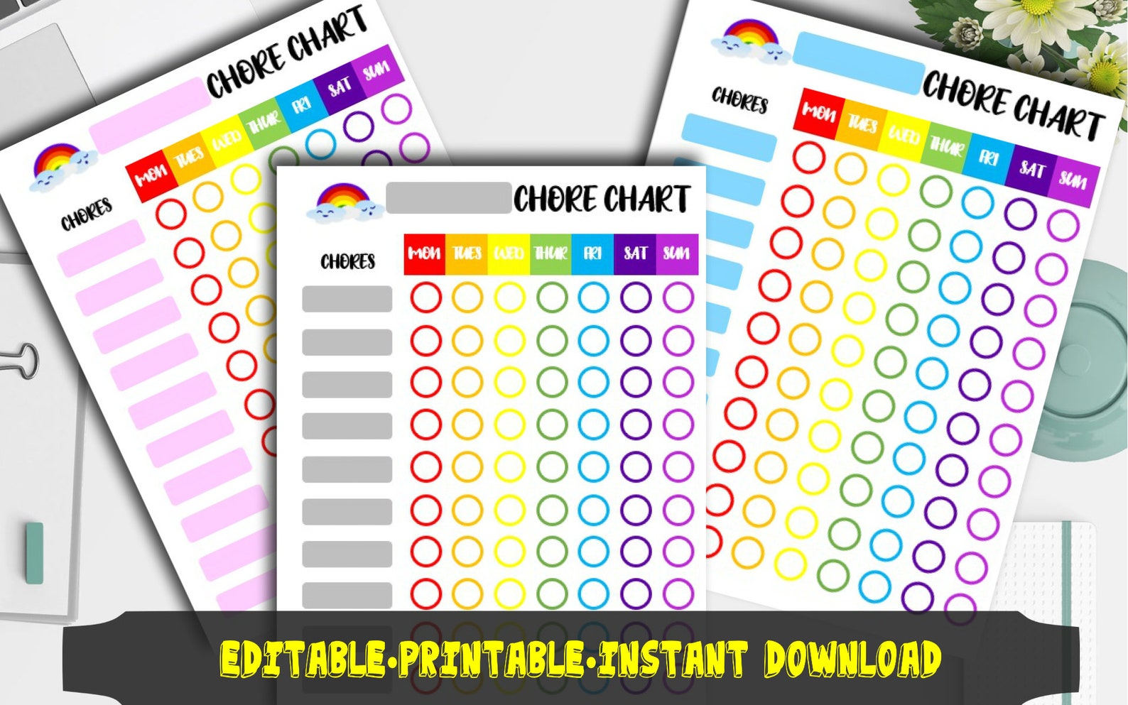 Kids Chore Chart • Printable • Editable • PDF - Etsy