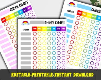 Chore Chart for Kids Printable Editable Chore Chart for Kids - Etsy