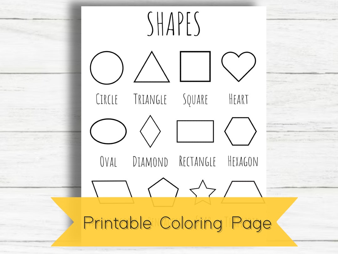 Printable Shapes Coloring Page - Etsy