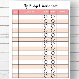 Kids Budget Worksheet • Instant Download