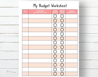 Kids Budget Worksheet • Instant Download