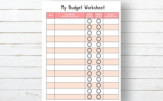kids budgeting worksheet instant download etsy