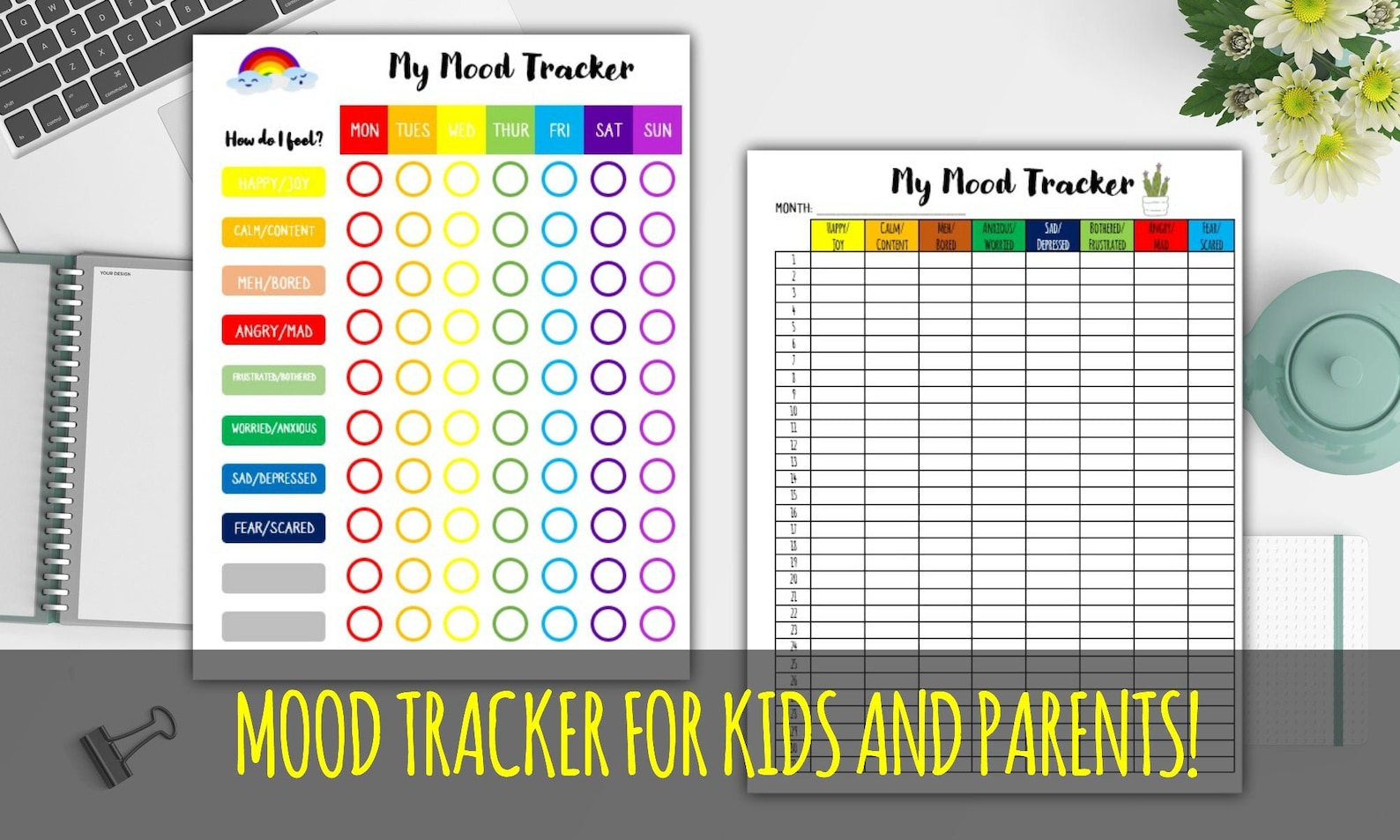 Kids Mood Tracker Printable Large 8.5x11 PDF | Etsy