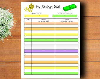 Kids Savings Tracker Worksheet • Instant Download