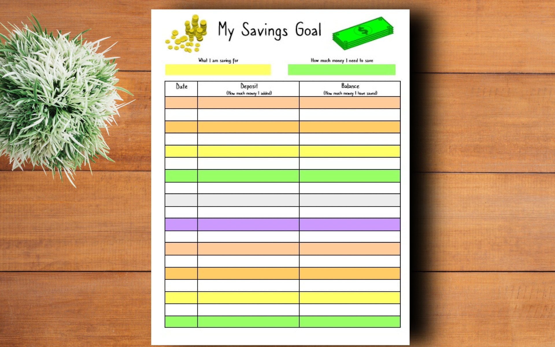 Kids Savings Goal Worksheet Instant Download | Etsy