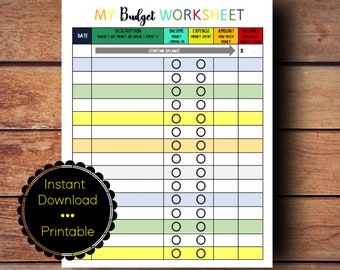 Kids Budgeting Worksheet • Instant Download