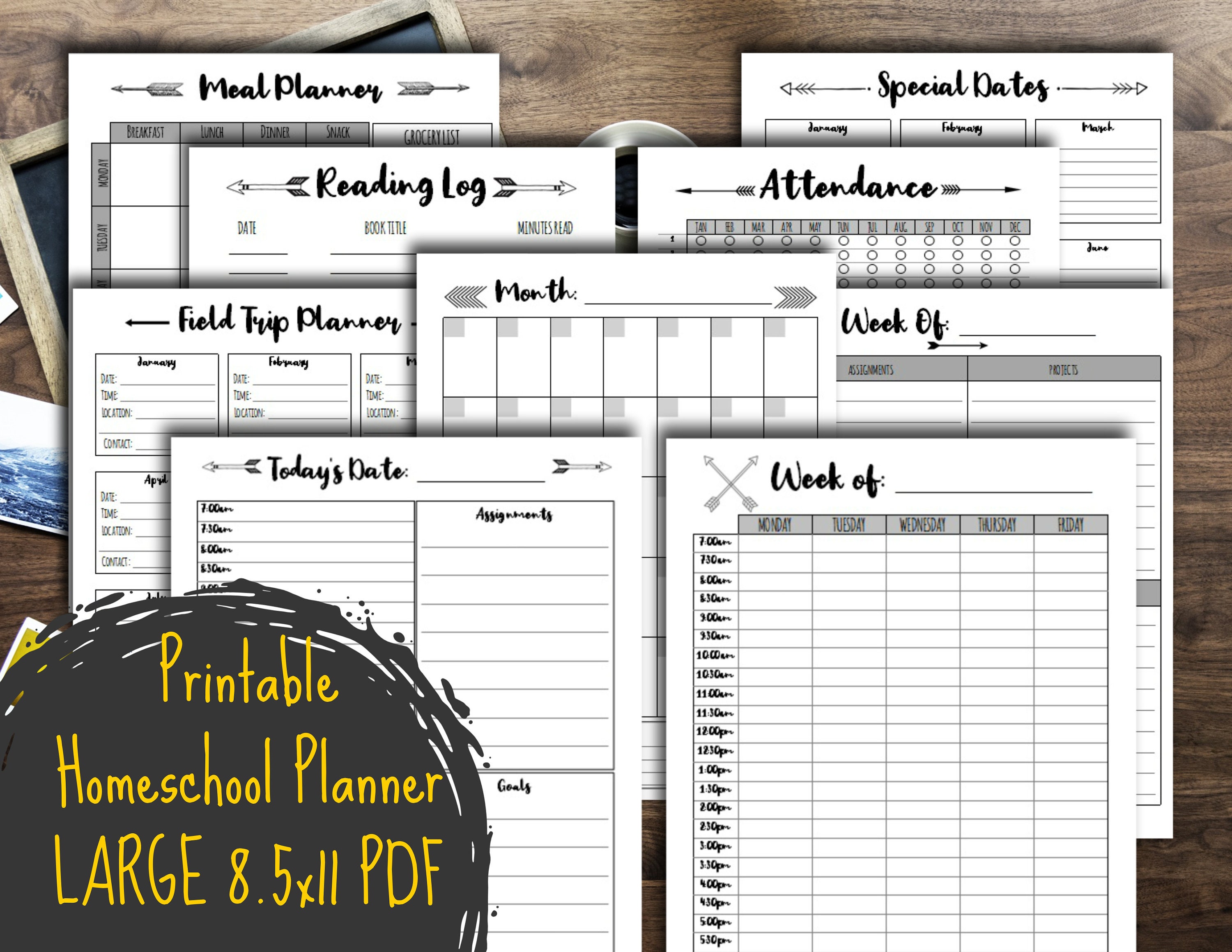 Homeschool Planner Printable • Large 8.5" X 11" PDF - Etsy