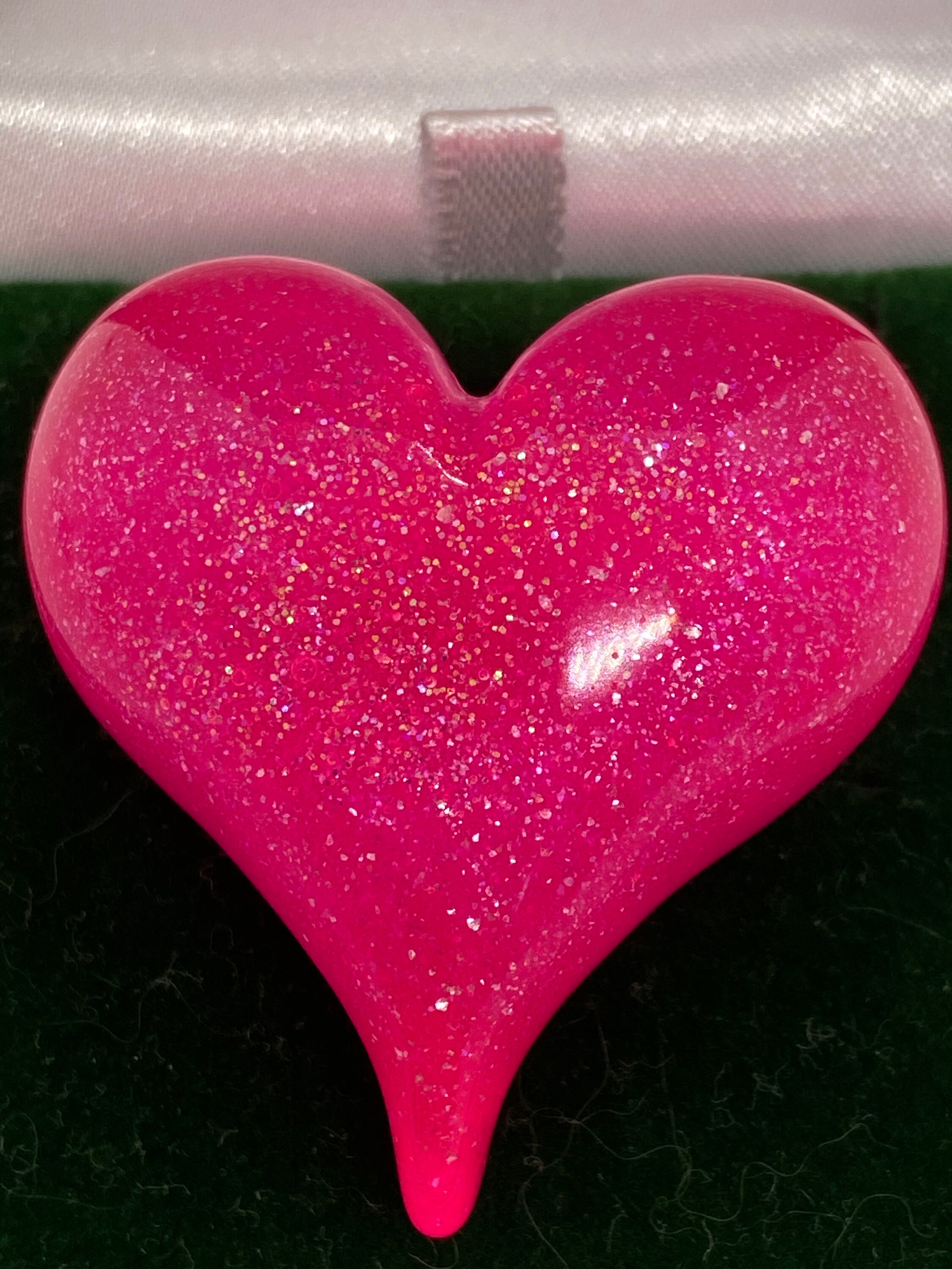 Heart Vintage Pink Neon Glitter Brooch Reproduction British Etsy