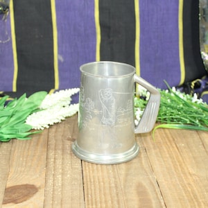 Vintage English Pewter Golf Tankard Beer Mug Stein 5.5in x 3.5in