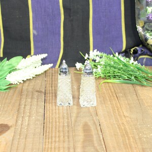 Vintage Crystal Salt & Pepper Shakers 3.5in x 1in