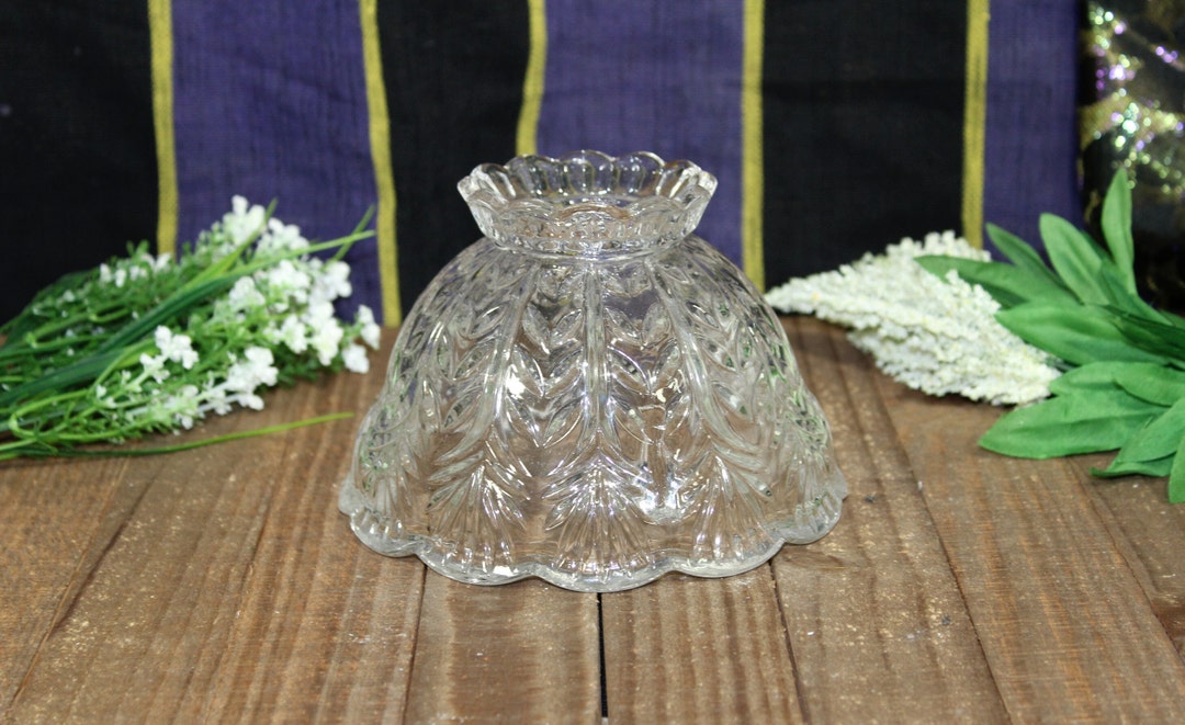 Vintage Clear Textured Glass Lamp Shade 4in X 6in Home Decor Etsy