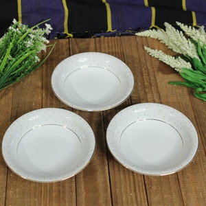 Vintage Noritake Bone China Cereal Bowls: Gold Rim Sunburst Set